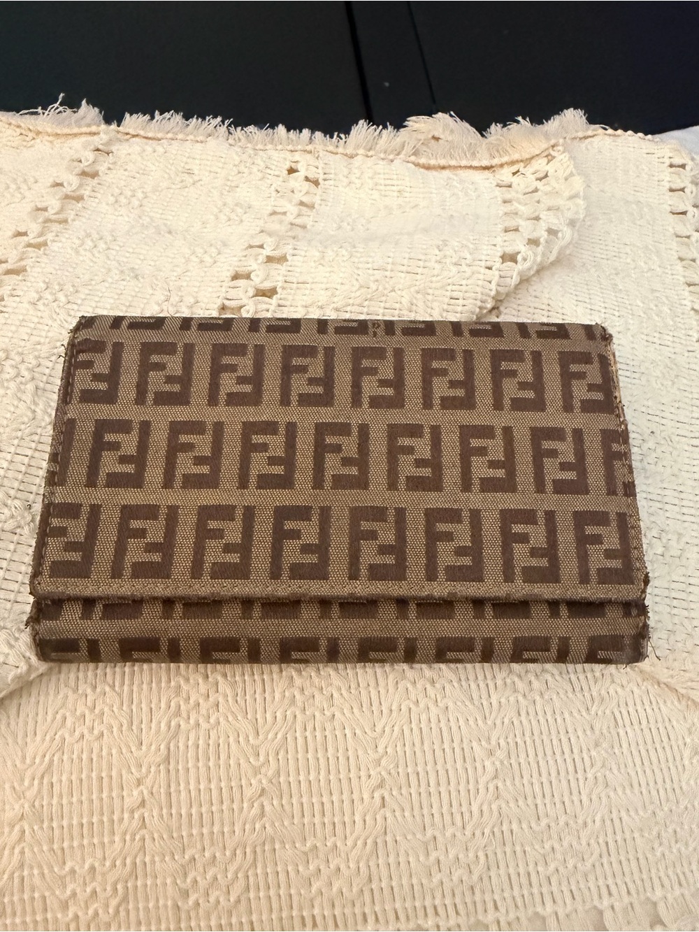 VINTAGE FENDI ZUCCA FF MONOGRAM CONTINENTAL WALLET — BROWN CANVAS & LEATHER